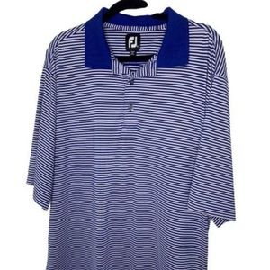FootJoy Blue White Striped Short Sleeve Polo Shirt